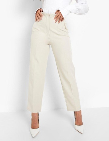 Pantaloni Office Boohoo, crem
