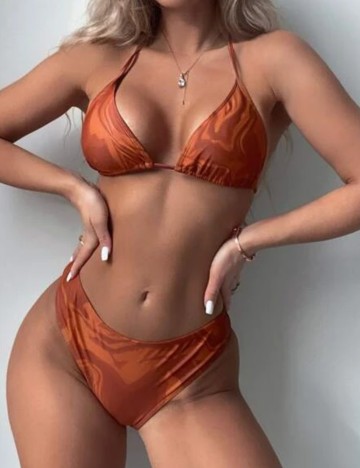 Set costum de baie Shein, cărămiziu