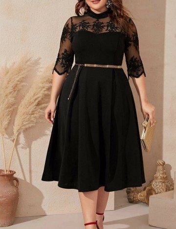Rochie midi Shein Curve+, negru