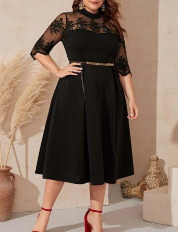 Rochie midi Shein Curve+, negru