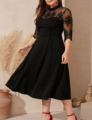 Rochie midi Shein Curve+, negru