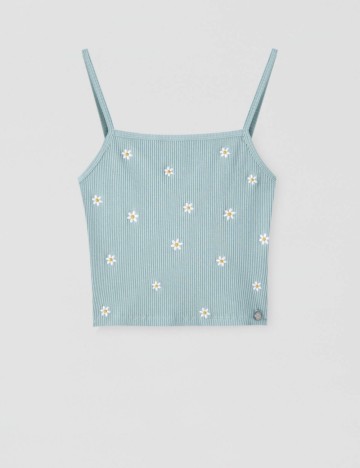 Top cu bretele subțiri Pull&Bear, verde