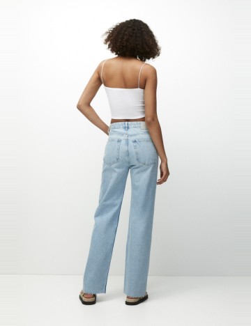 Top cu bretele subțiri Pull&Bear, alb